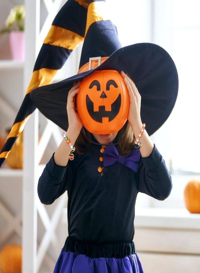 DULEFUN 12pcs Halloween Bracelets for Kids, Halloween Party Favors Bead Bracelets and Charms Set Trick or Treat for Boys Girls Halloween Goodie Bag Fillers - Image 3